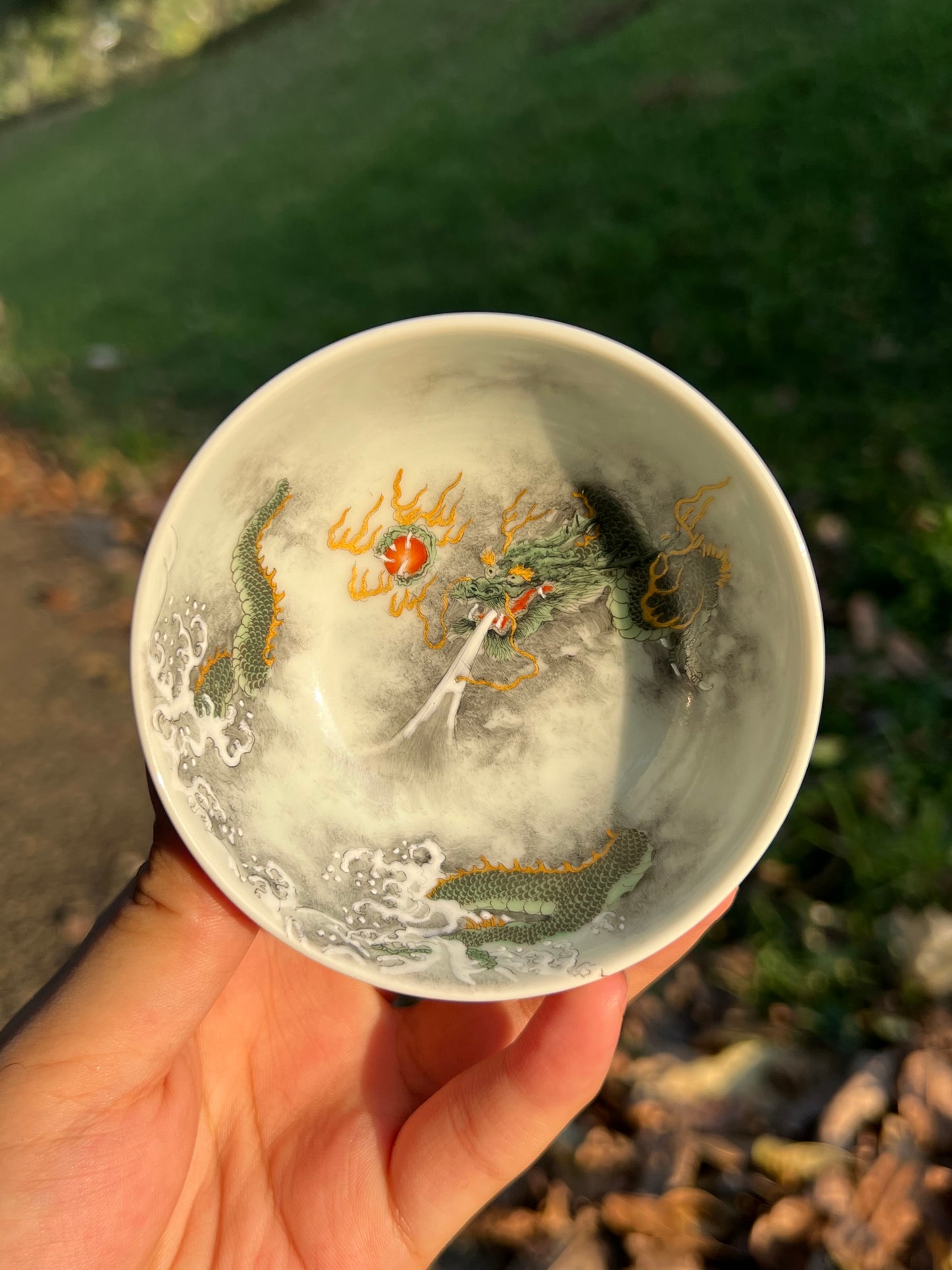 this is a Chinese Jingdezhen ceramic dragon teacup