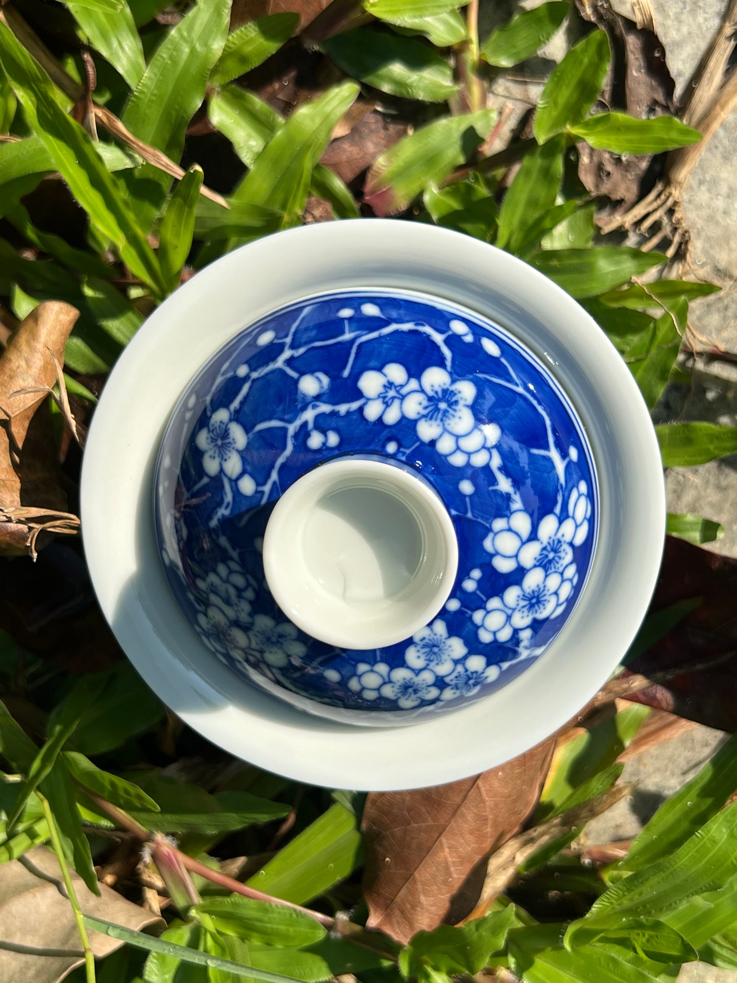 Hand Painted Chinese Blue and White Porcelain Tea Tray Ice Plum Flower Pattern Jingdezhen Master Ceramic Artwork