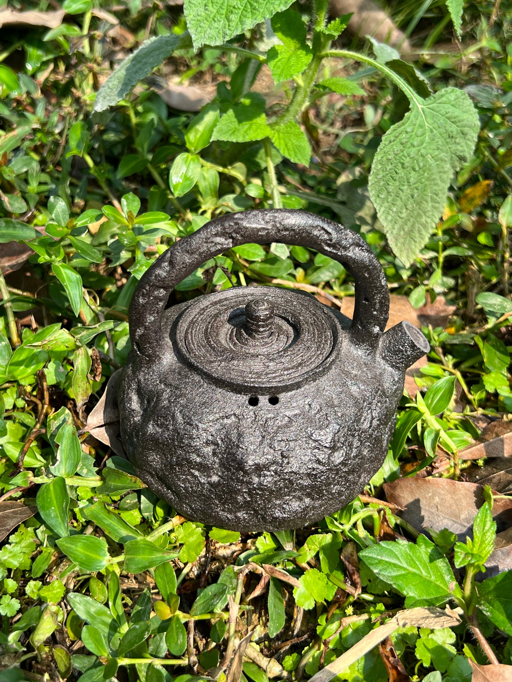 this is a purple clay teapot