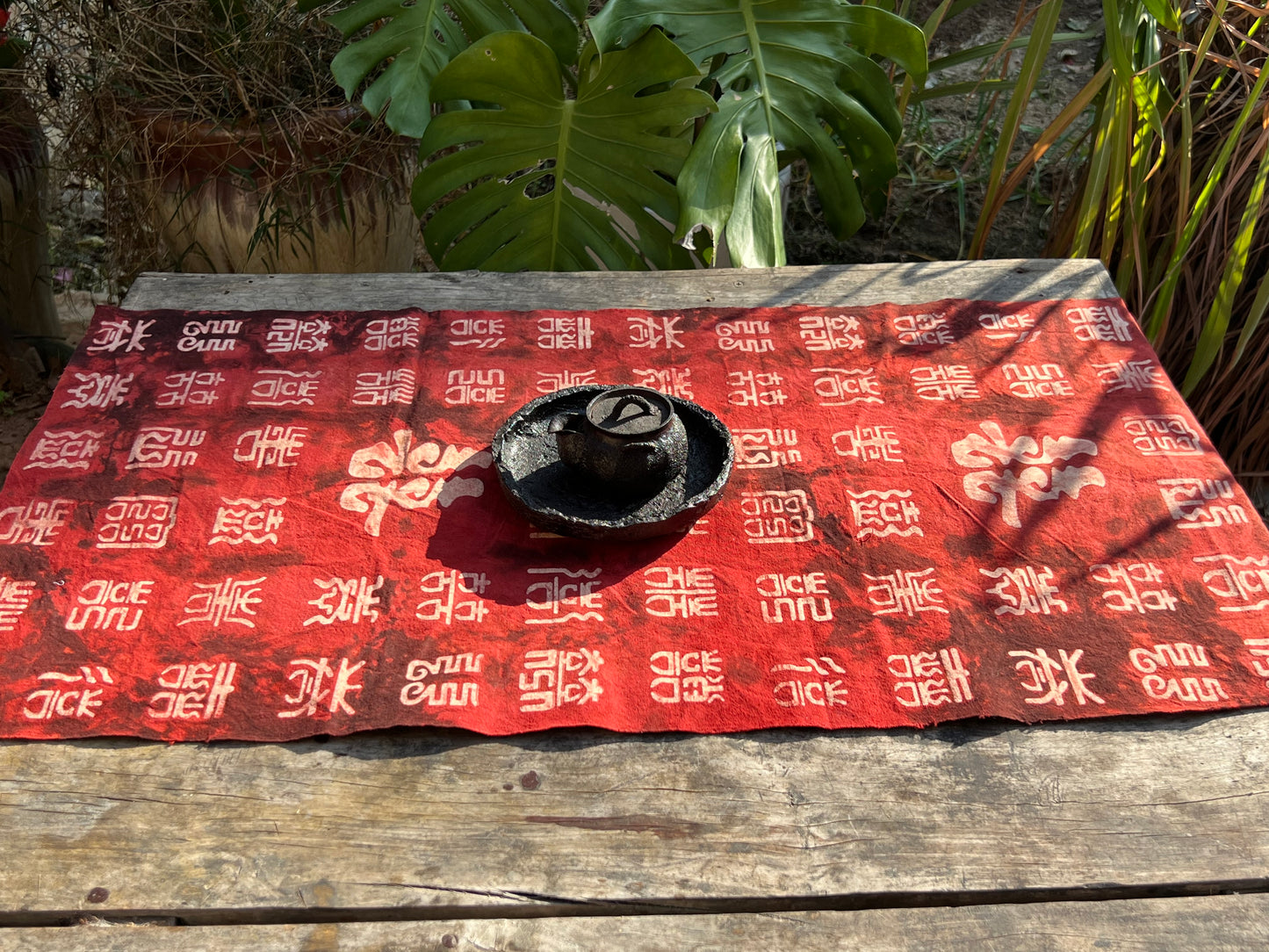 Hand Dyed Natural Dyed Tea Tablr Cloth Pure Cotton Red Tea Mat Chabu Chaxi