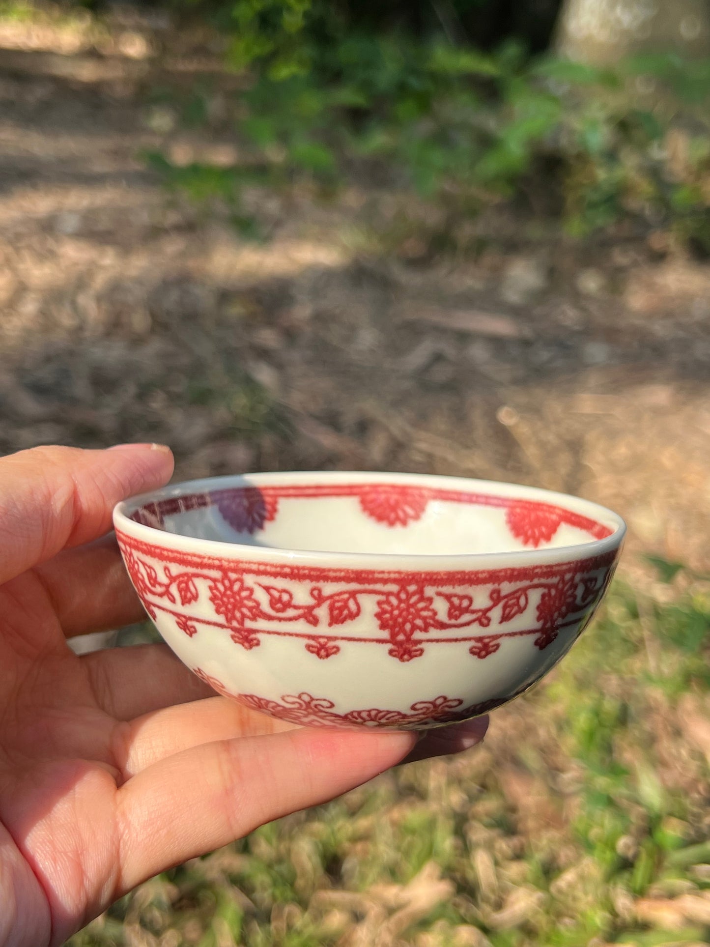 Hand Painted Chinese Baoxiang Flower Pattern Teacup Underglaze Red Teacup Jingdezhen Master Ceramic Teacup