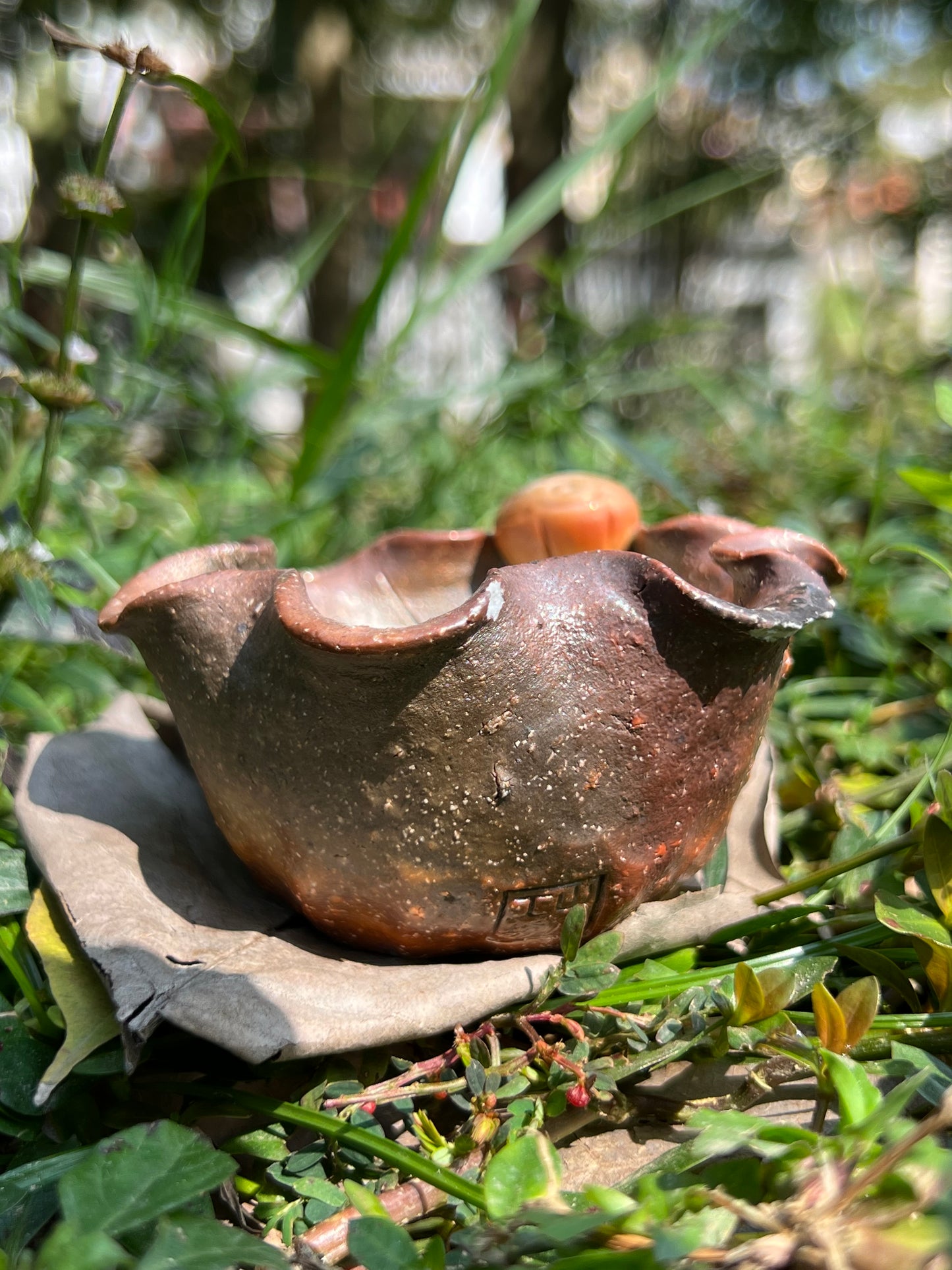 Woodfired Handmade Crude Pottery Teacup Gloss Unique Artwork Chinese Master Pottery Ceramic Japanese Ceramic Tea Ceremony