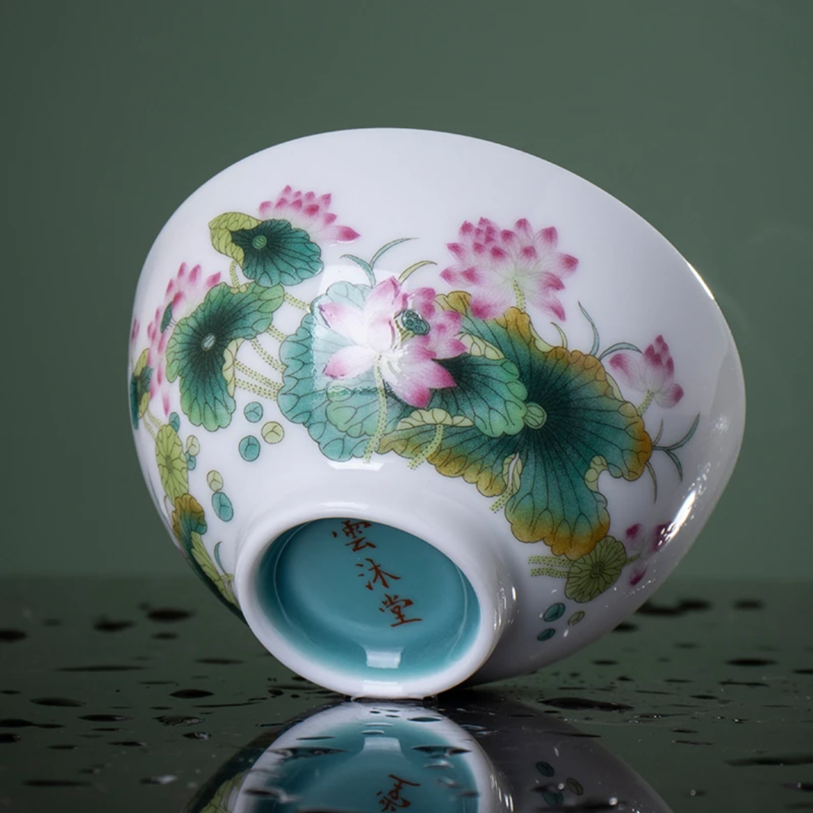 this is Chinese Jingdezhen enamel lotus teacup. this is a ceramic teacup