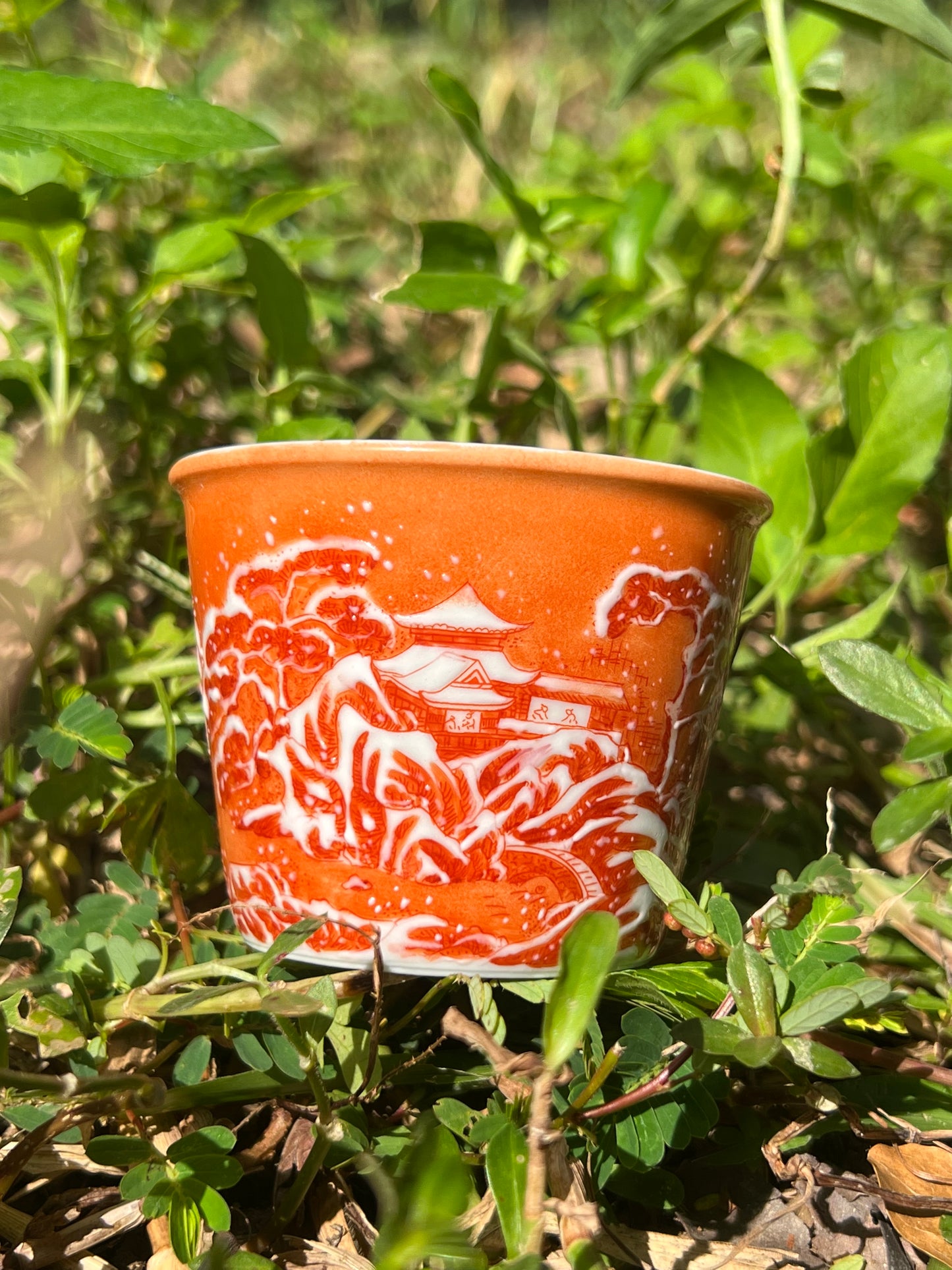 This is Chinese Jingdezhen alum red teacup. This is a ceramic teacup