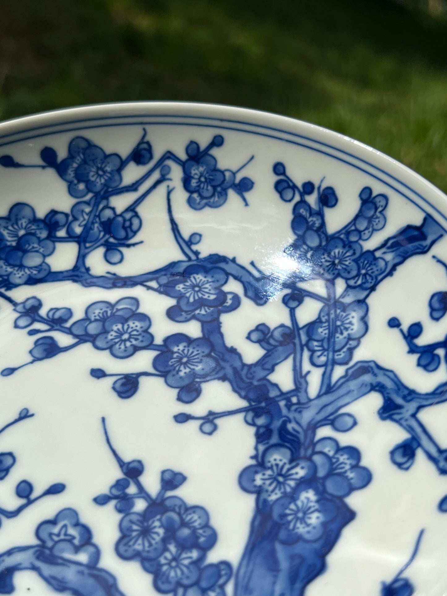 Handpainted Chinese Plum Flower Blue and White Porcelain Jingdezhen Tea Tray Master Ceramic Artwork