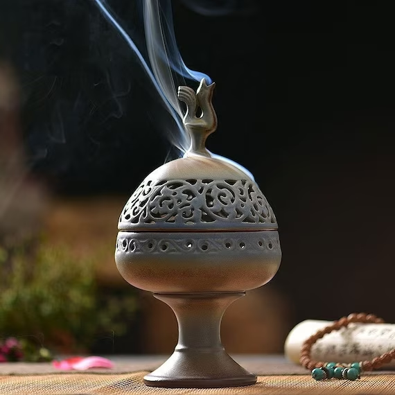 This is a pottery incense burner