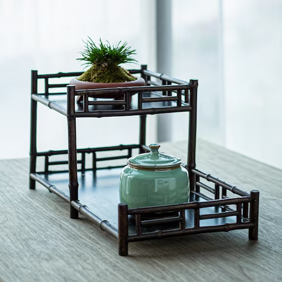 This is a meilu bamboo shelf.this is a bamboo teaware storage shelf