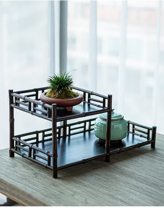 This is a meilu bamboo shelf.this is a bamboo teaware storage shelf