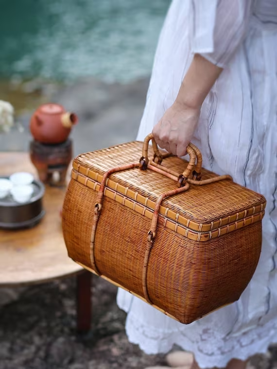 This is a bamboo weaving basket