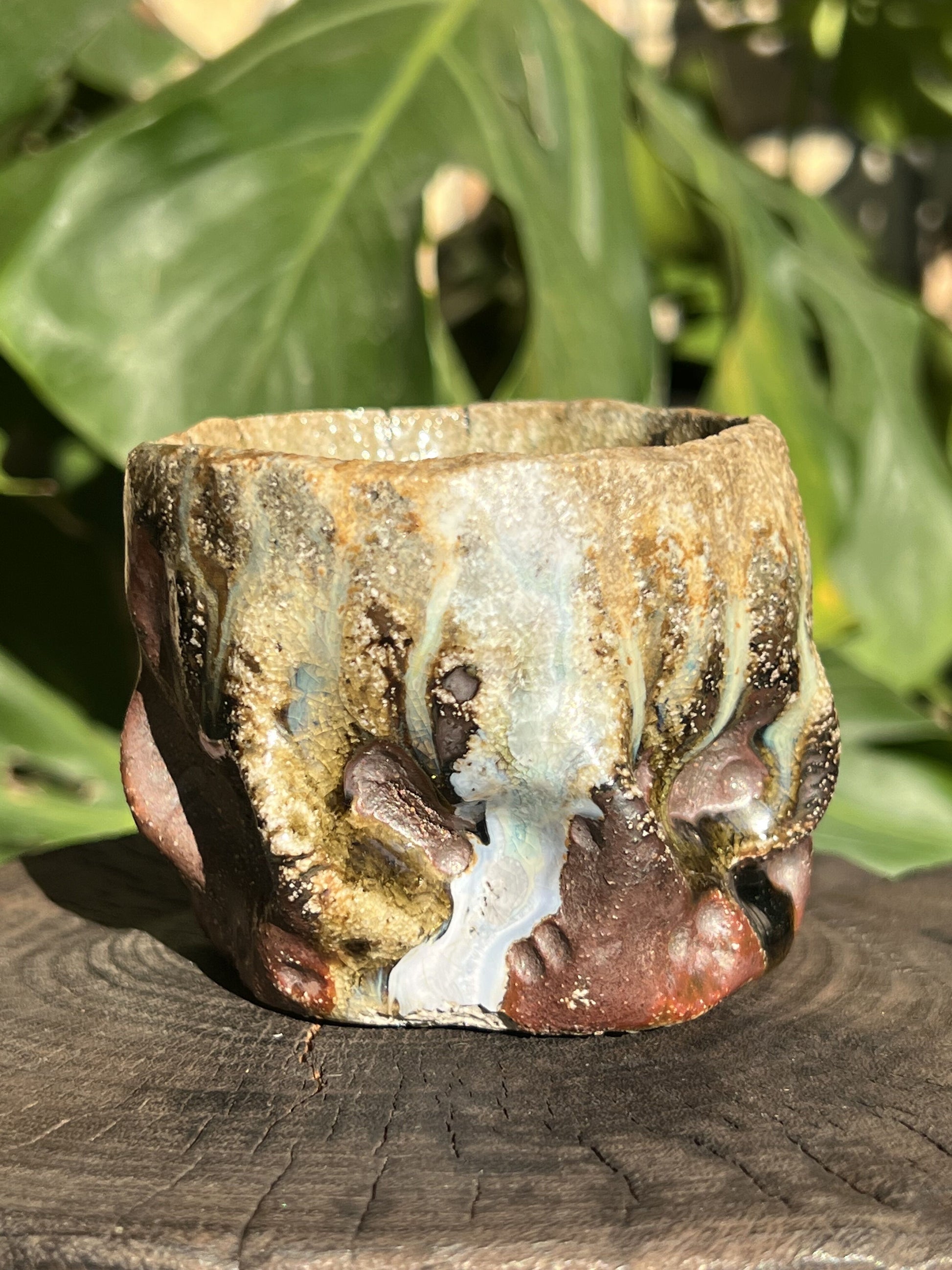 This is a woodfired pottery teacup