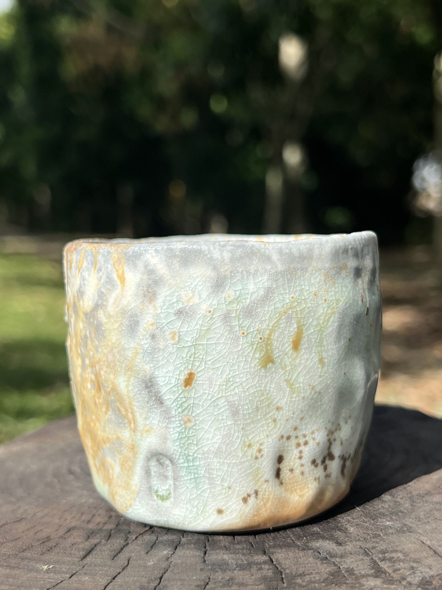 This is a woodfired pottery teacup