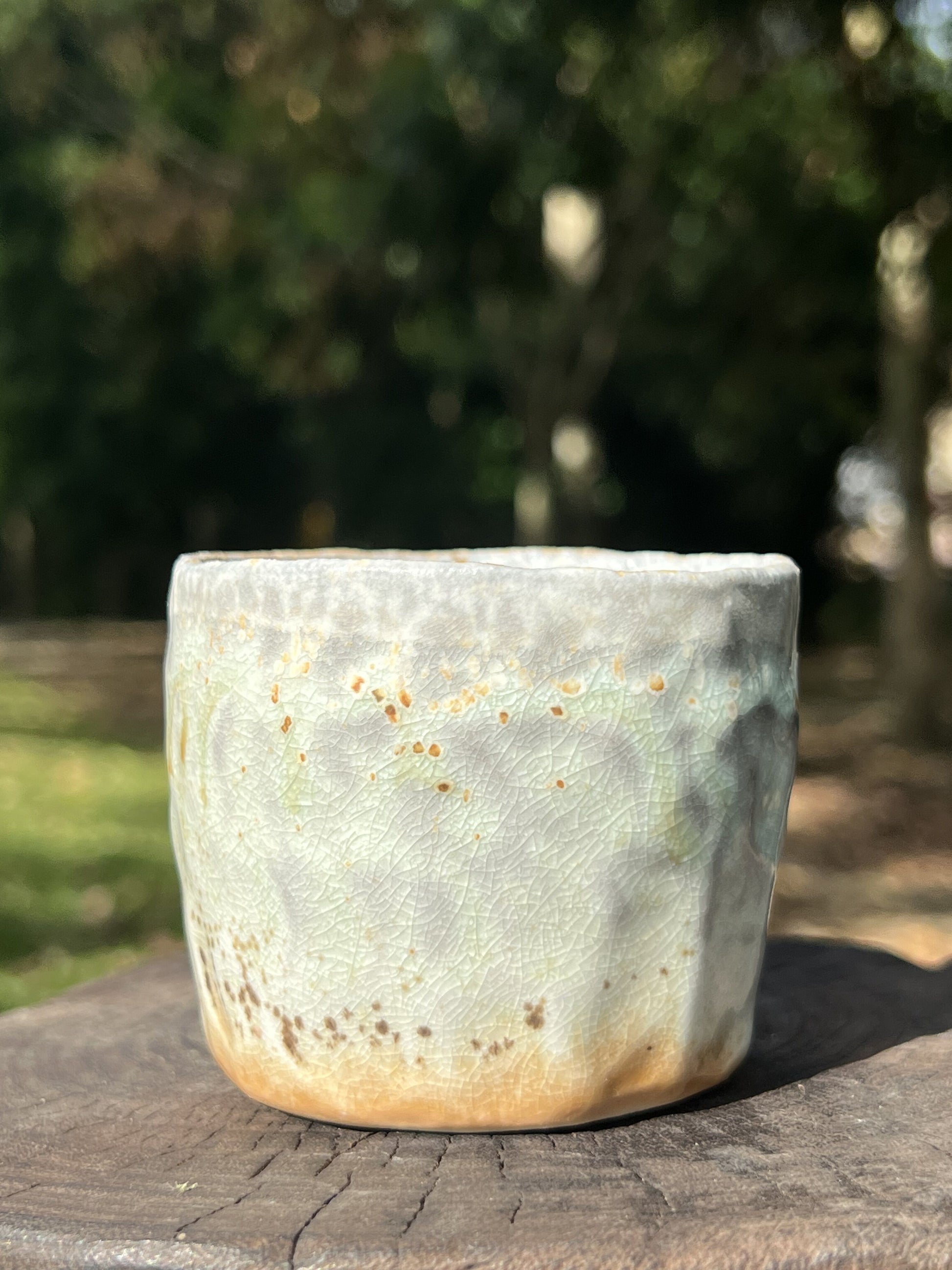 This is a woodfired pottery teacup