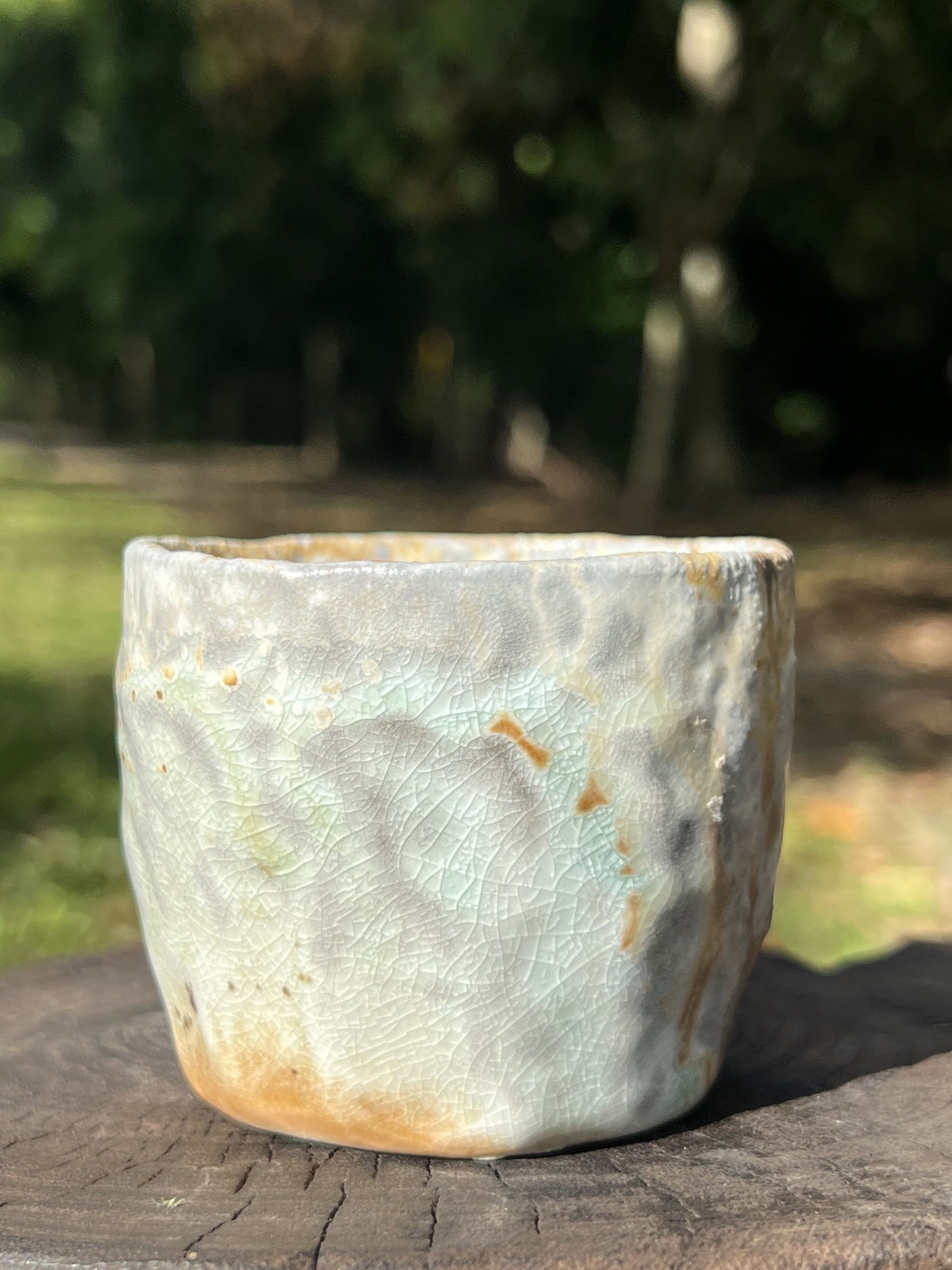 This is a woodfired pottery teacup