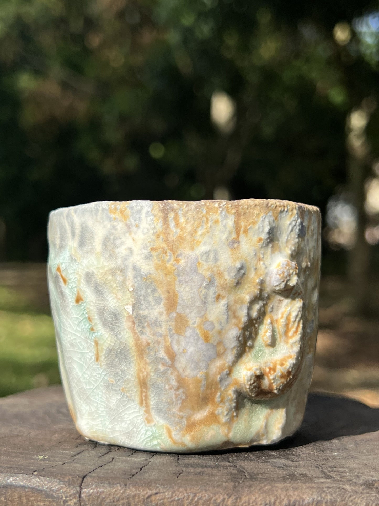 This is a woodfired pottery teacup