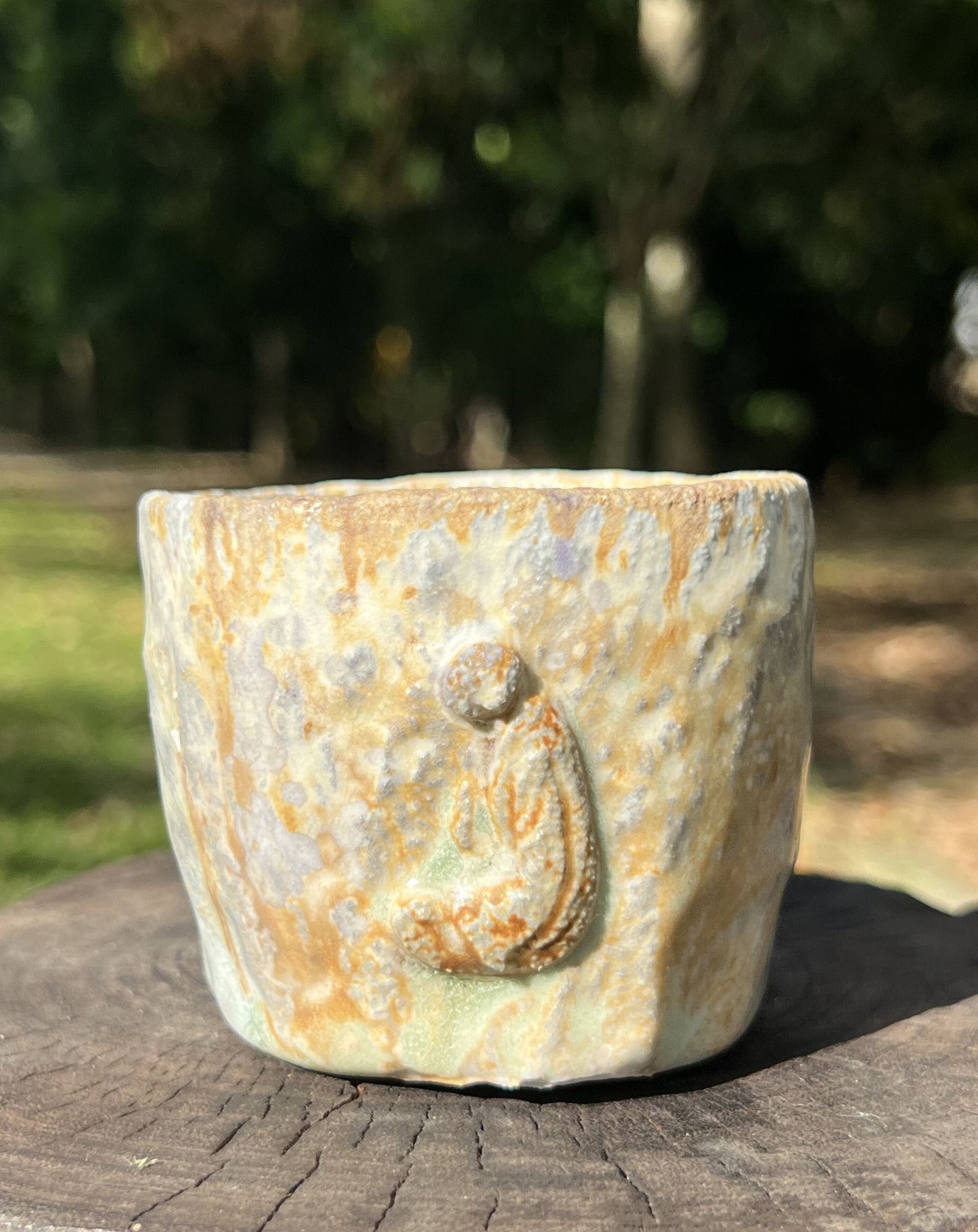 This is a woodfired pottery teacup