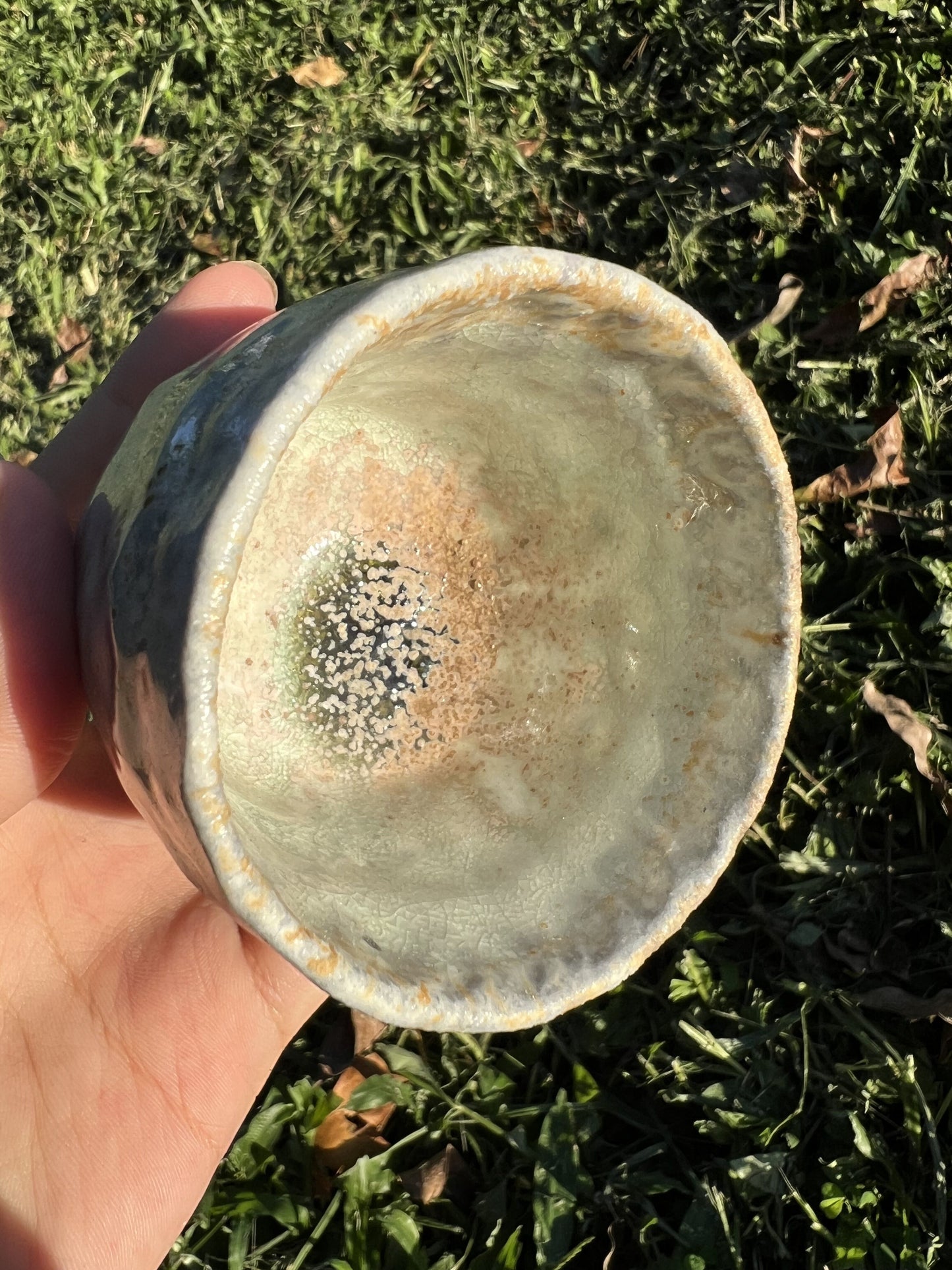 This is a woodfired pottery teacup