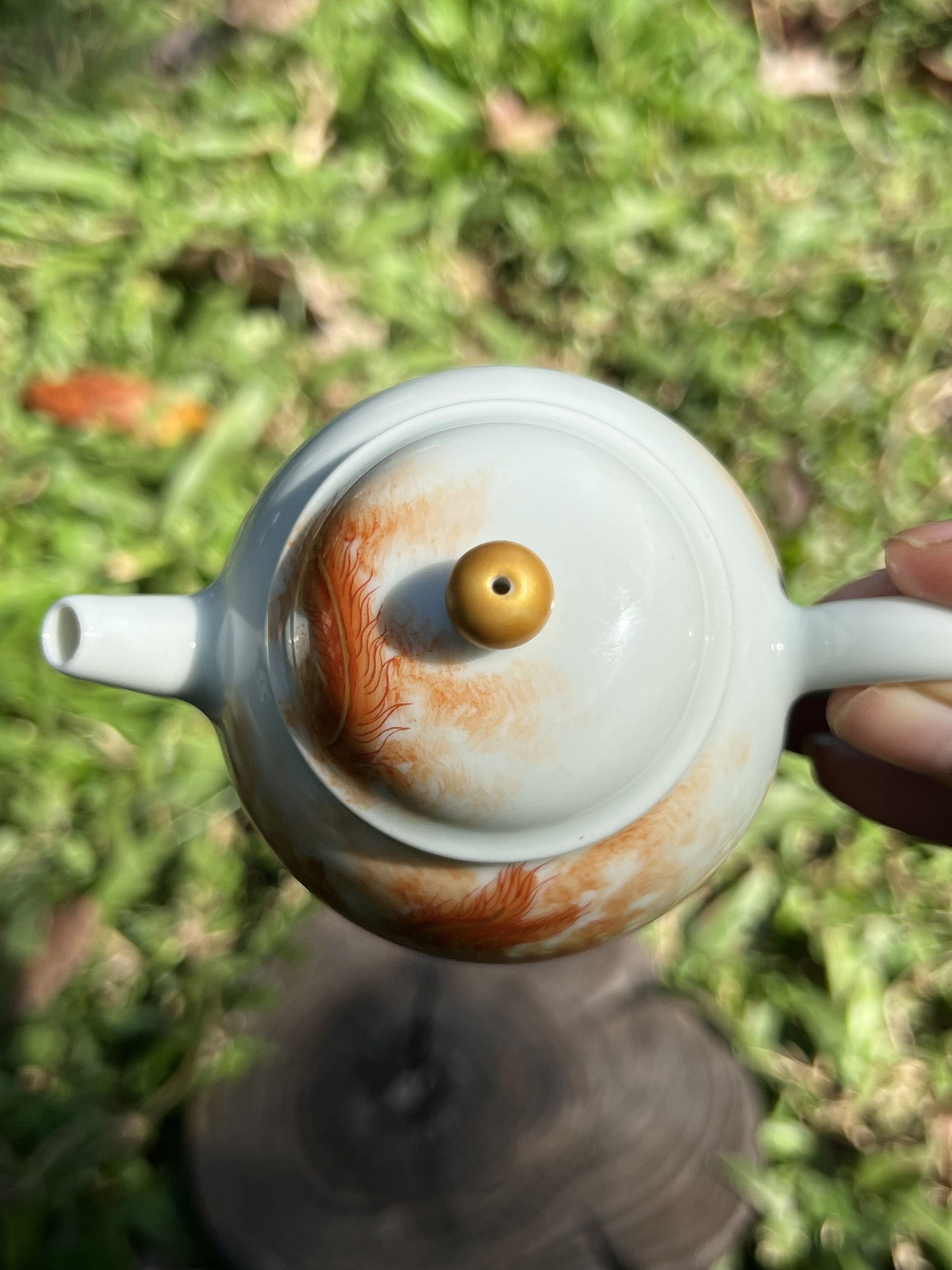 this is a Chinese Jingdezhen alum red phoenix teapot.this is a ceramic teapot