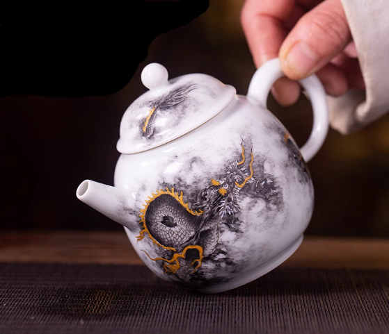 this is a Chinese Jingdezhen ceramic dragon teapot