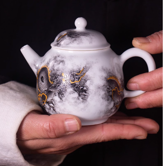 this is a Chinese Jingdezhen ceramic dragon teapot