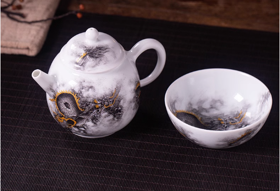 this is a Chinese Jingdezhen ceramic dragon teapot