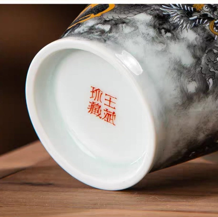 this is a Chinese Jingdezhen ceramic dragon teapot gaiwan