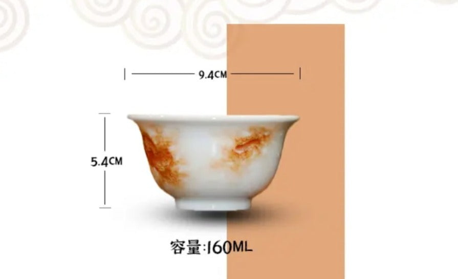 this is a Chinese Jingdezhen alum red dragon phoenix teacup.this is a ceramic teacup