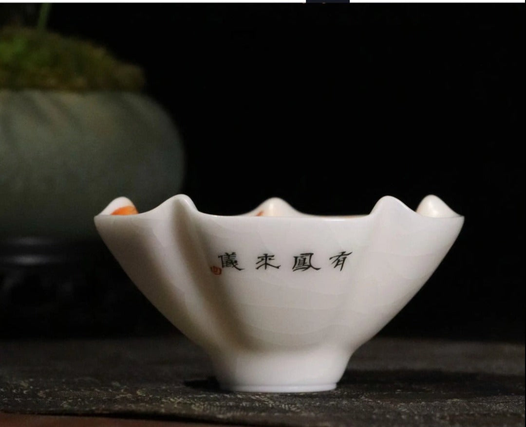 this is a Chinese Jingdezhen alum red phoenix teacup.this is a ceramic teacup