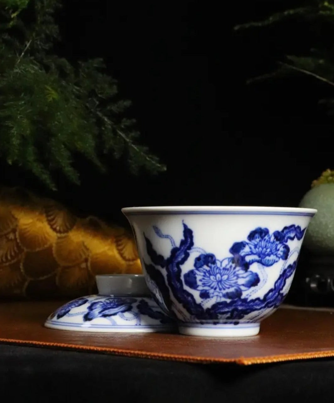 This is a Chinese Jingdezhen blue and white porcelain flower teapot