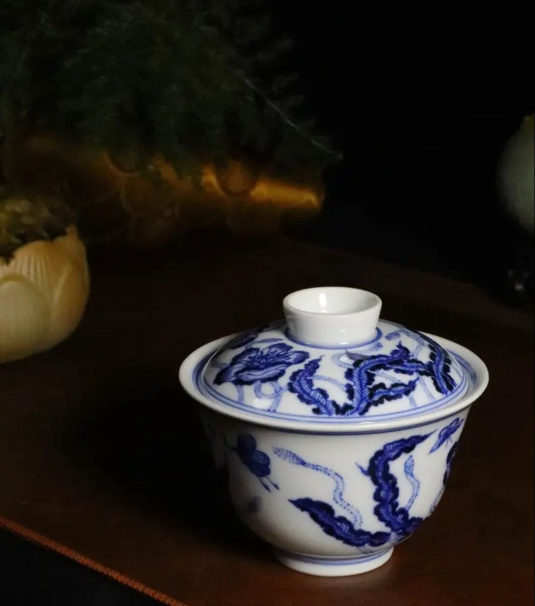 This is a Chinese Jingdezhen blue and white porcelain flower teapot