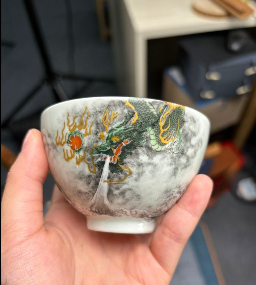 this is a Chinese Jingdezhen ceramic dragon teacup