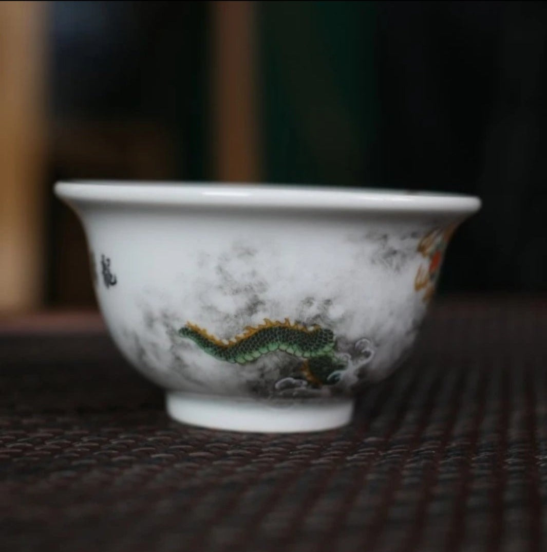 this is a Chinese Jingdezhen ceramic dragon teacup