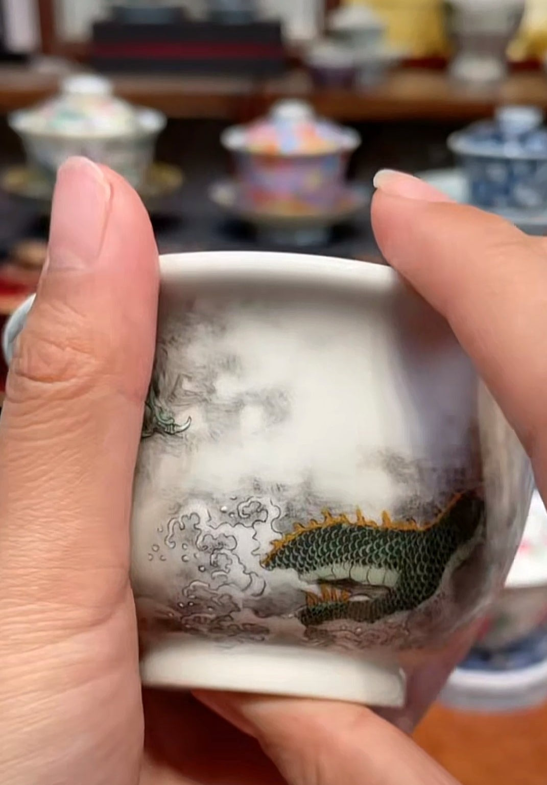 this is a Chinese Jingdezhen ceramic dragon teacup