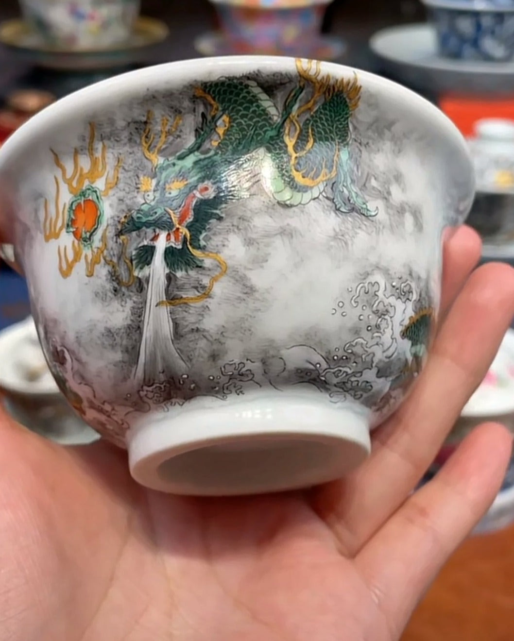 this is a Chinese Jingdezhen ceramic dragon teacup