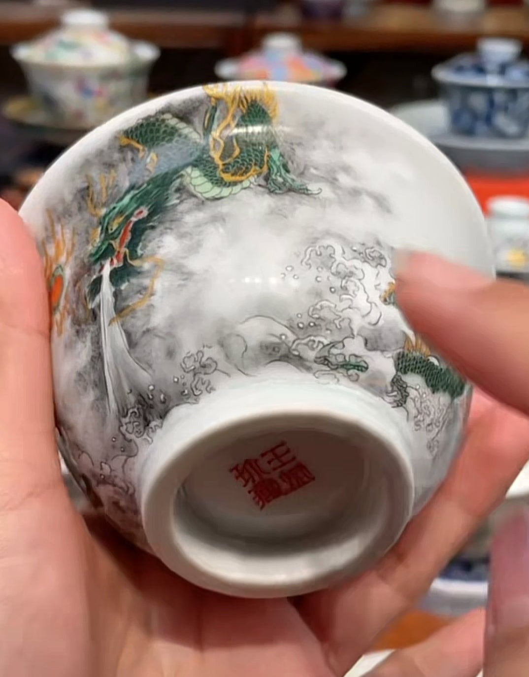 this is a Chinese Jingdezhen ceramic dragon teacup