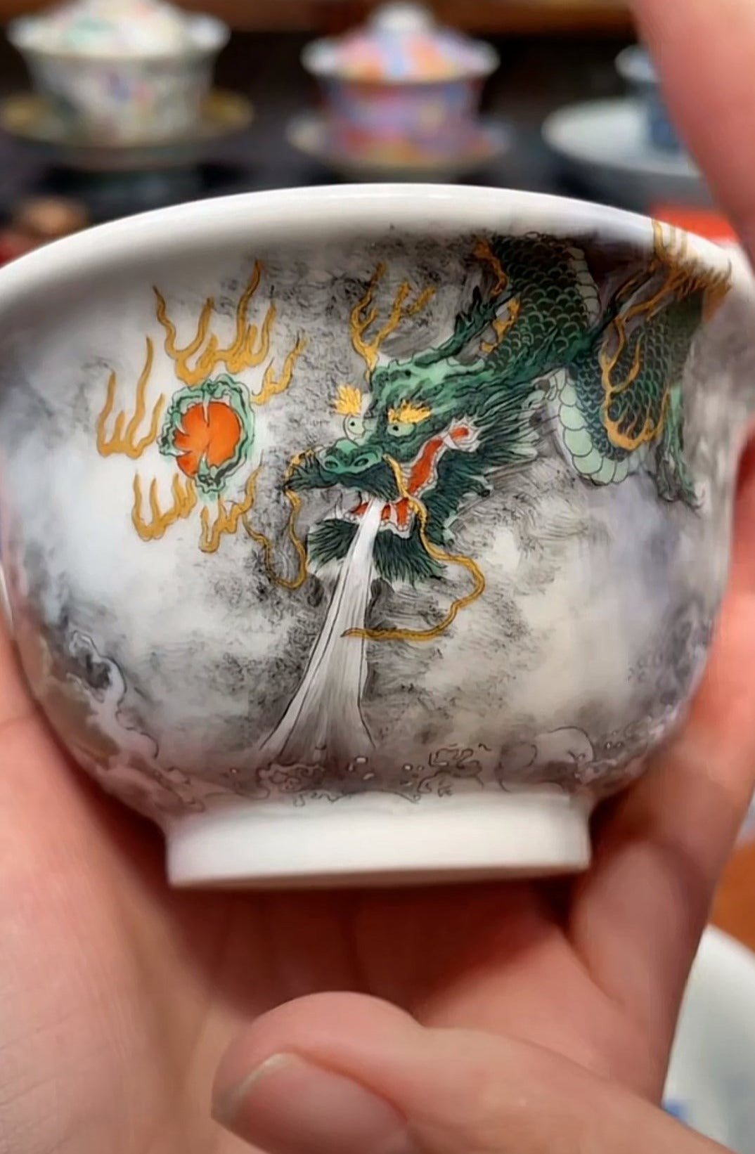 this is a Chinese Jingdezhen ceramic dragon teacup