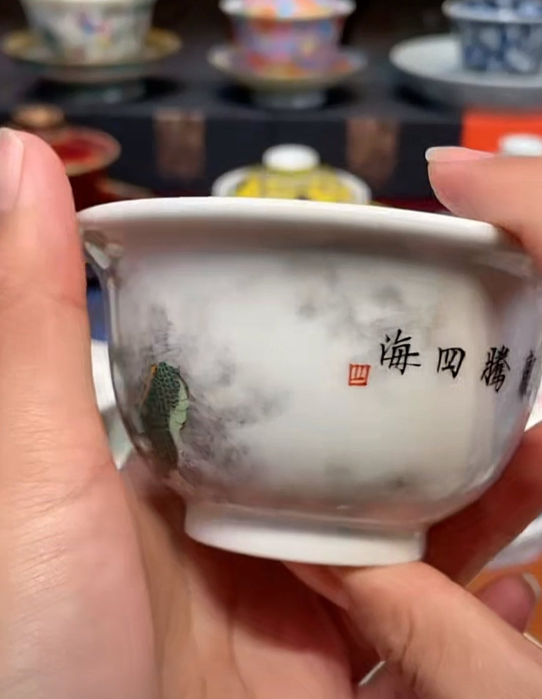 this is a Chinese Jingdezhen ceramic dragon teacup