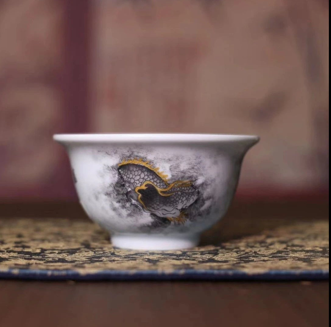 this is a Chinese Jingdezhen ceramic dragon teacup