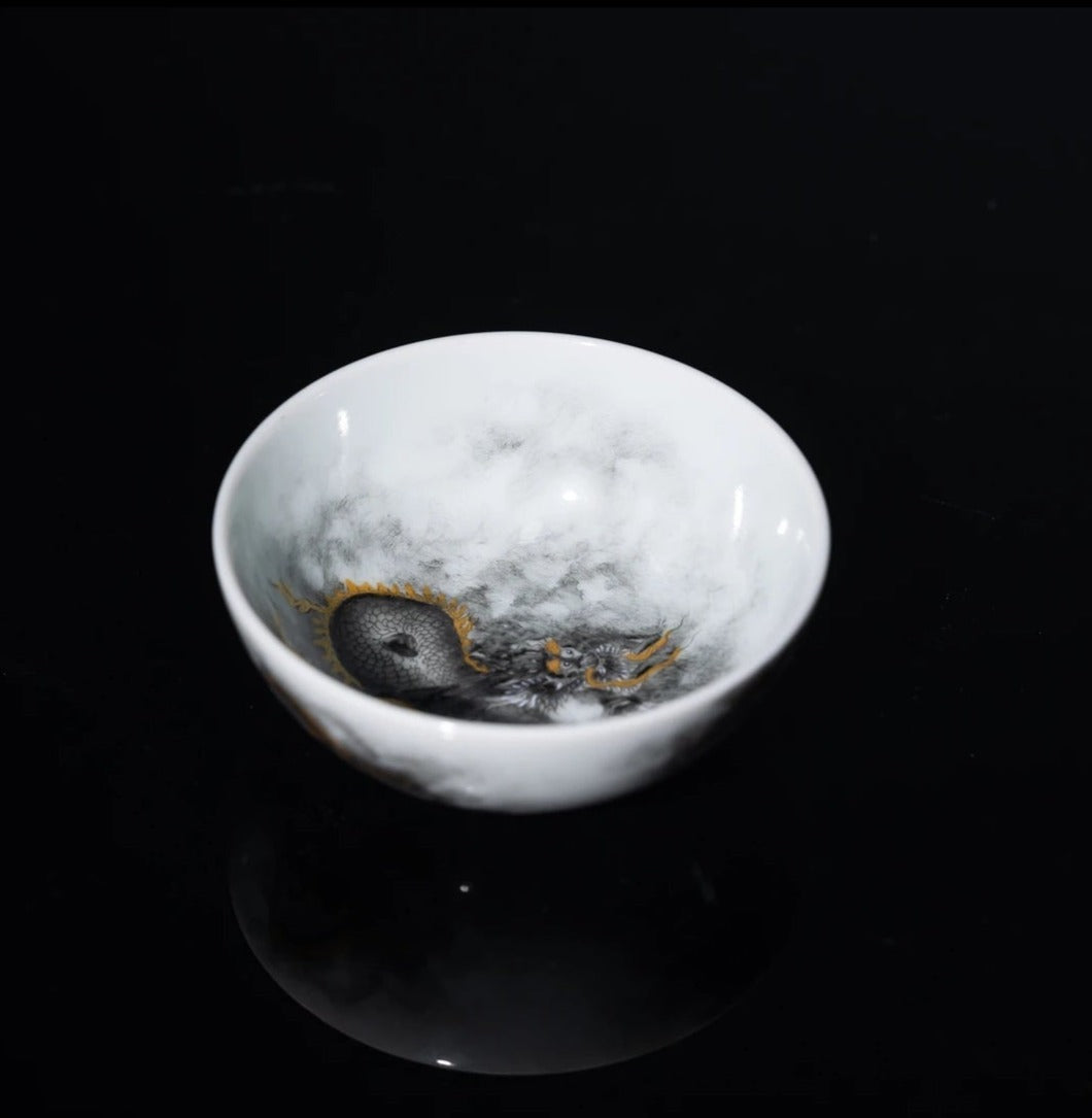 this is a Chinese Jingdezhen ceramic dragon teacup