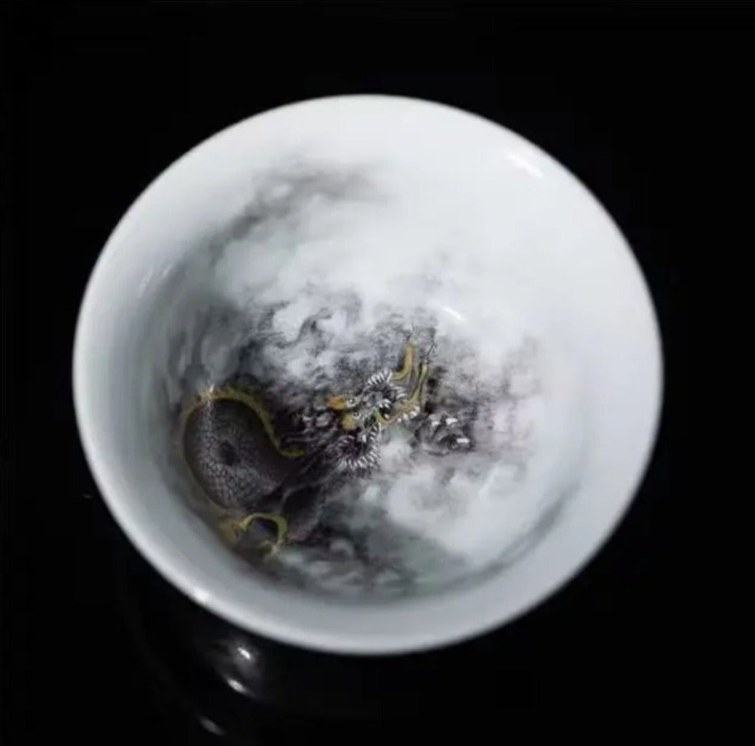 this is a Chinese Jingdezhen ceramic dragon teacup