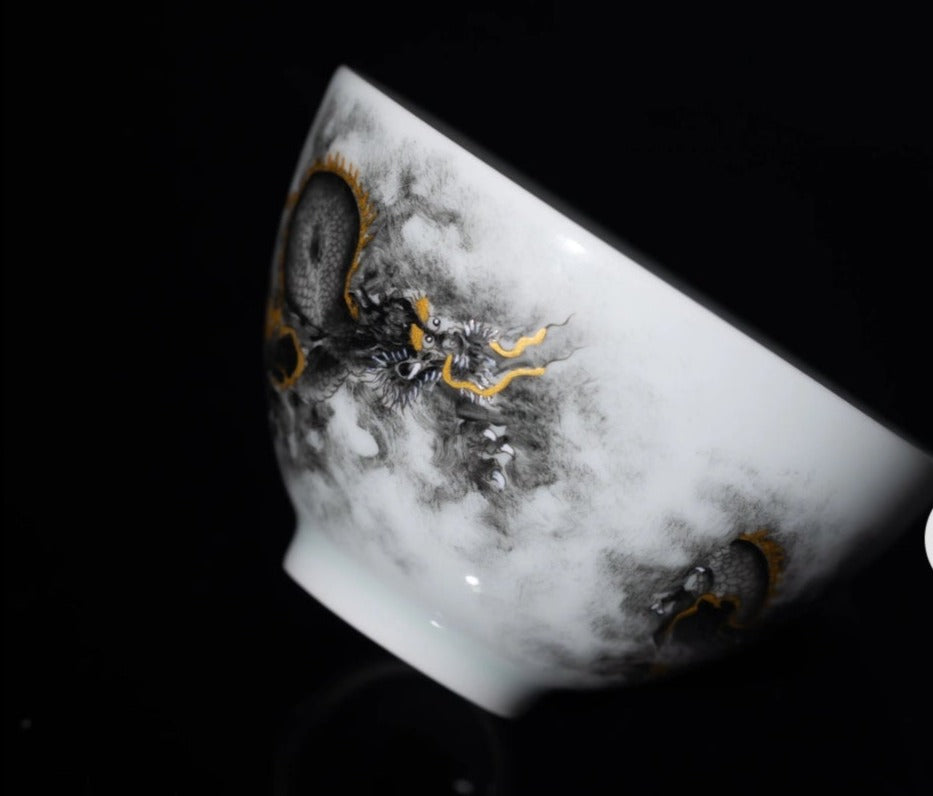 this is a Chinese Jingdezhen ceramic dragon teacup