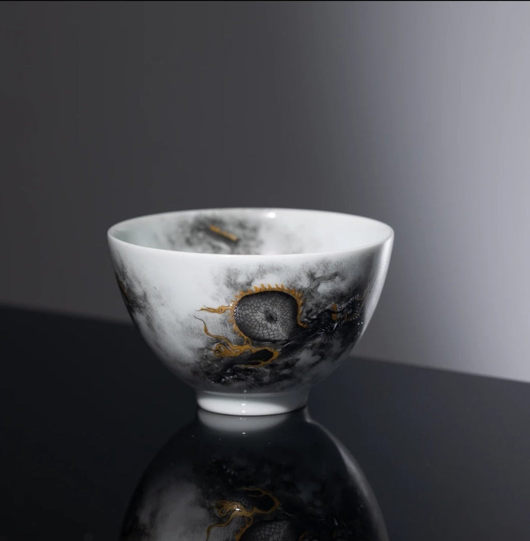 this is a Chinese Jingdezhen ceramic dragon teacup