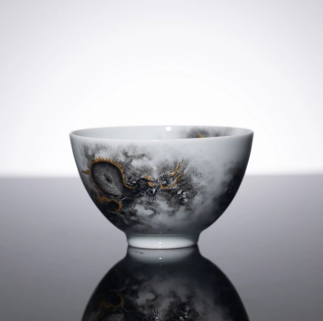 this is a Chinese Jingdezhen ceramic dragon teacup