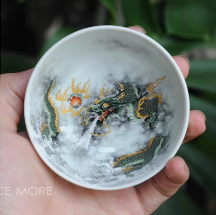 this is a Chinese Jingdezhen ceramic dragon teacup