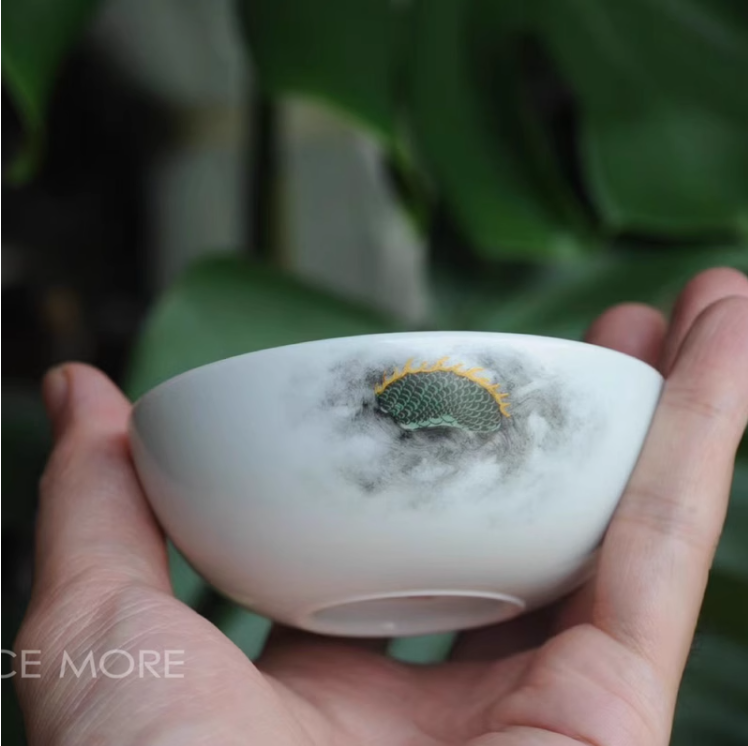 this is a Chinese Jingdezhen ceramic dragon teacup