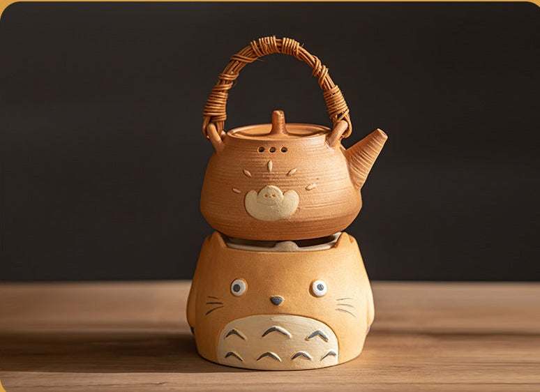 Japanese Totoro Painting Style Kettle Stove Set Handmade Charcoal Stove Set Chinese Master Pottery