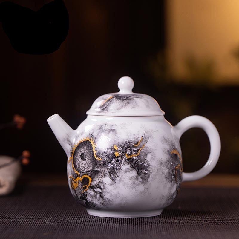 this is a Chinese Jingdezhen ceramic dragon teapot