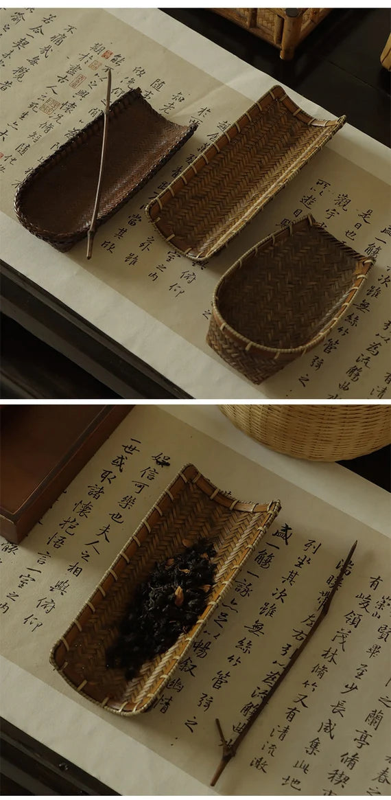 This is a bamboo weaving tea scoop