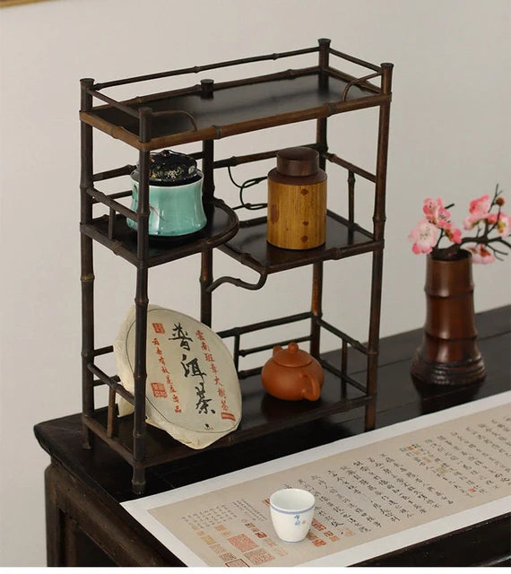 This is a meilu bamboo shelf bamboo rack.this is a bamboo teaware storage shelf