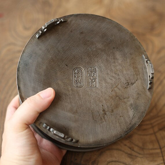 Handcrafted Tea Bamboo Tin Tray Mottled Bamboo Pure Tin Tea Boat Chaozhou Tray Chinese Master Artwork Teapot Holder Tea Boat