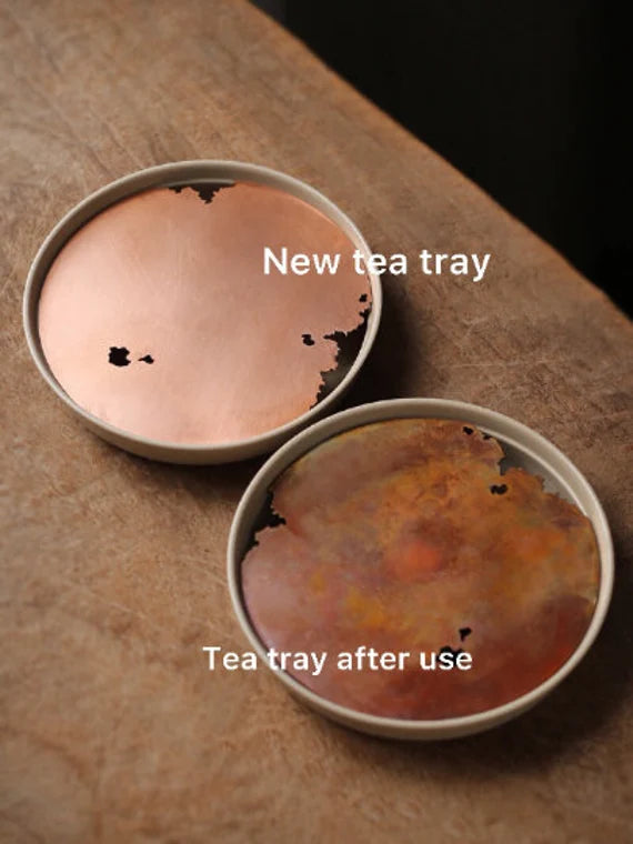 Tea Tray Purple Copper Handforging Ceramic Round Square Tea Boat Chaozhou Chinese Master Artwork Teapot Holder